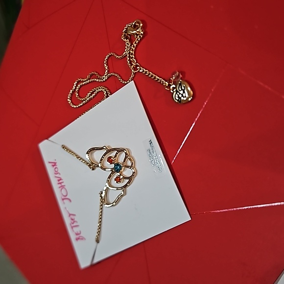 Betsey Johnson Dog Pendant Necklace CZ Crystals Gold Tone Chain NWT - Picture 5 of 11